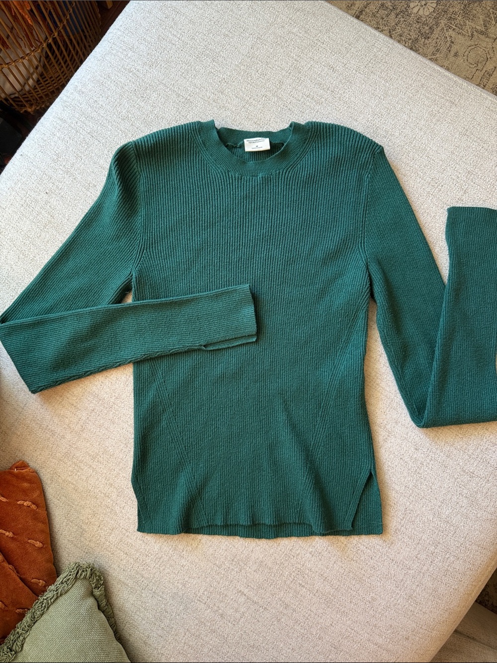 Abercrombie Soft AF Ribbed Knit Sweater Forest Green